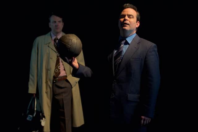 David Chafer as Peter Taylor and Luke Dickson as Brian Clough in The Damned United.