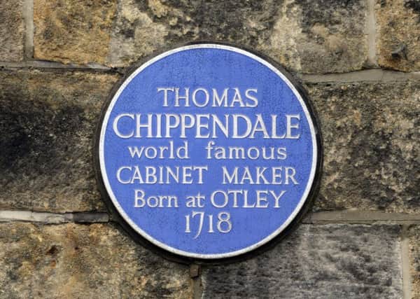 The plaque by the statue of Thomas Chippendale, in Otley
