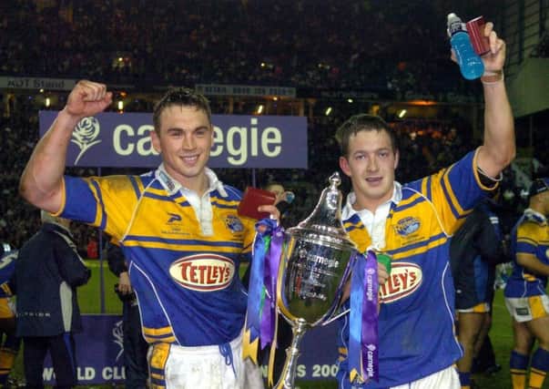 Man of the match Danny McGuire with Kevin Sinfield after Leeds Rhinos' World Club Challenge victory over Canterbury Bulldogs in 2005.
