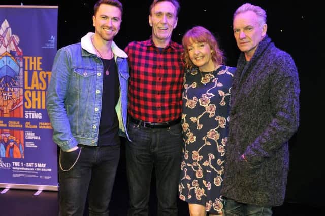 Sting  at the City Varieties Music Hall in Leeds, with cast members Richard Fleeshman, Charlie Hardwick and Joe McGann.