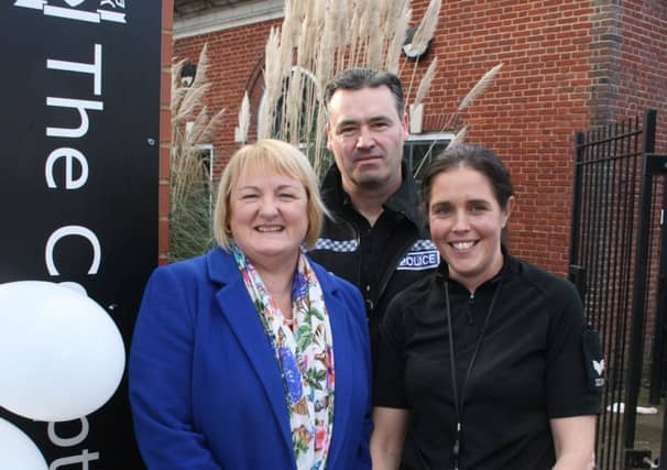 Coun Debra Coupar, Leeds District Commander Paul Money and Sgt Lucy Leadbeater.