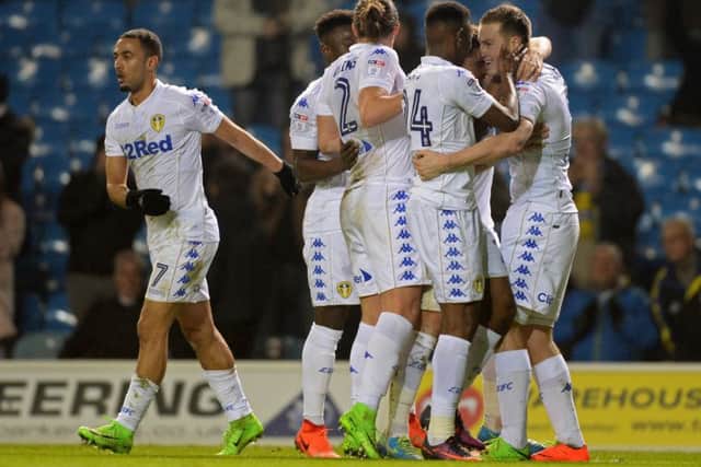 Chris Wood celebrates his opening goal against Bristol City last year.