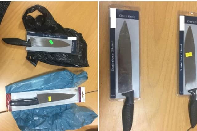 Knives seized from shops in West Yorkshire this week.