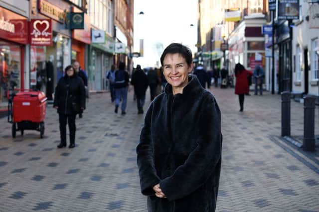 Mary Creagh, MP for Wakefield,, in Wakefield city centre.