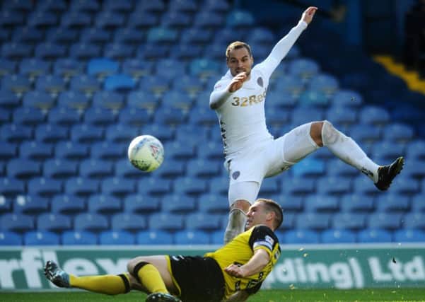 A Leeds United debut to remember for Pierre-Michel Lasogga against Burton Albion. PIC: Jonathan Gawthorpe