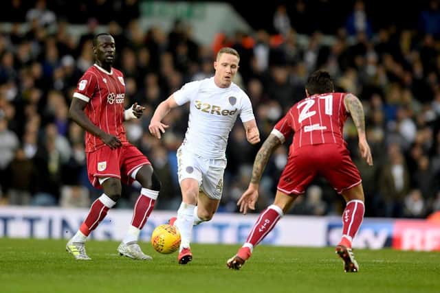 NEARLY: Adam Forshaw was one of three players to almost grab all three points for Leeds United in the final minutes of a thrilling 2-2 draw at home to Bristol City. Picture by James Hardisty.