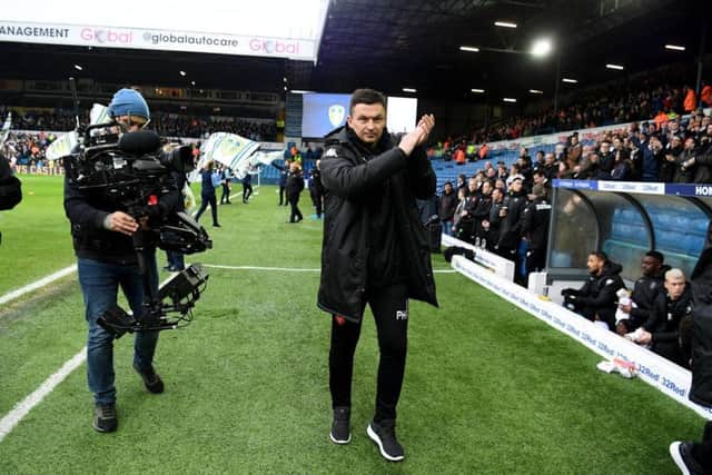 Leeds United head coach Paul Heckingbottom acknowledges the Elland Road crowd after the 2-2 draw with Bristol City. PIC: James Hardisty