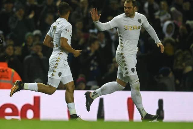 Leeds United goalscorers, Kemar Roofe and Pierre-Michel Lasogga. PIC: James Hardisty