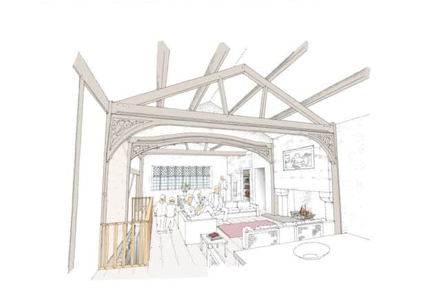 The winning design for the 14th century solar block at Calverley Old Hall. Picture: Cowper Griffiths Architects