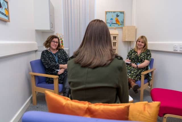 Date: 26th February 2018. Picture James Hardisty. Chapeltown-based Leeds Children and Young PeopleÃ¢Â¬"s Eating Disorders service, run by Leeds Community Healthcare NHS Trust at The Reginald Centre, Chapeltown Road, Leeds. Pictured Kate Burns, Team Manager, of  Leedscamhs with Dr Julie Franklin, Consultant Clinical Psychologist, chatting to a young person.