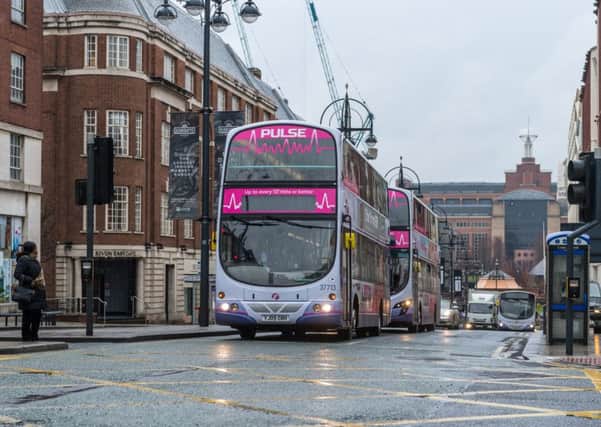 Date: 19th February 2018.
Picture James Hardisty.
Transport Series, pictured buses, travelling along the Headrow, Leeds City Centre.
