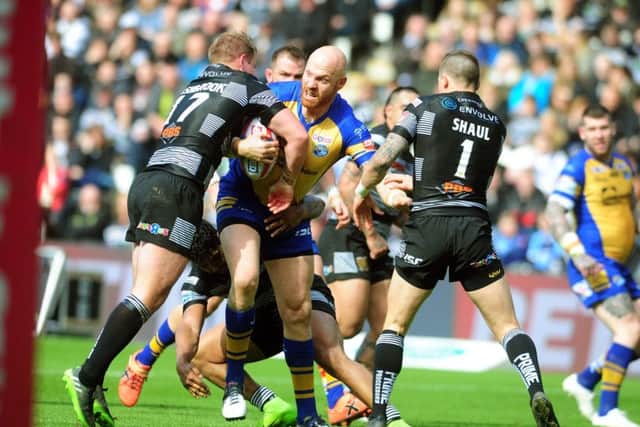 Keith Galloway in Rhinos action against Hull. PIC: Tony Johnson