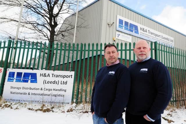 Stuart Large (left) with his brother Keith pictured at H&A Transport, Cross Green Industrial Estate, Leeds..28th February 2018 ..Picture by Simon Hulme