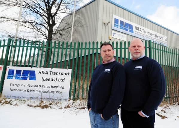 Stuart Large (left) with his brother Keith pictured at H&A Transport, Cross Green Industrial Estate, Leeds..28th February 2018 ..Picture by Simon Hulme