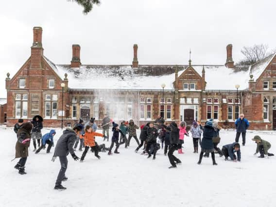 The snowball fight gets underway