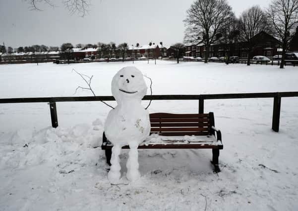 A snowman on the Knavesmire in York. Pic: Simon Hulme