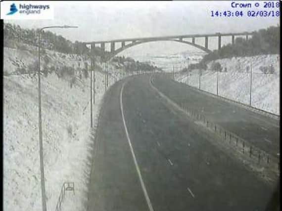 An empty stretch of the M62 eastbound, J23, Huddersfield, this afternoon