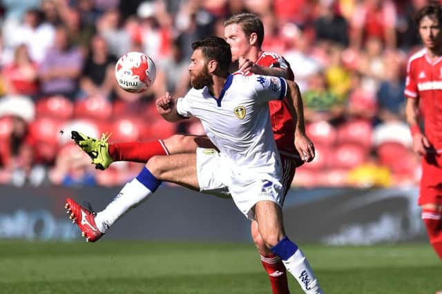 SEPTEMBER 2015: Middlesbrough's Grant Leadbitter and Mirco Antenucci battle for the ball.