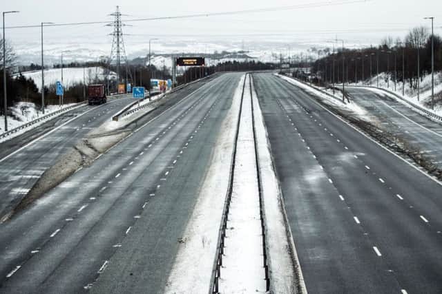The empty M62 motorway near junction 24 on Friday. PIC: PA