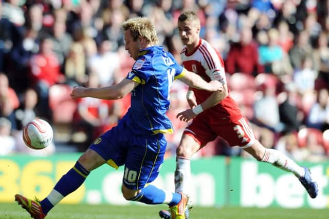 Leeds United's Luciano Becchio in action against Middlesbrough in march 2012.