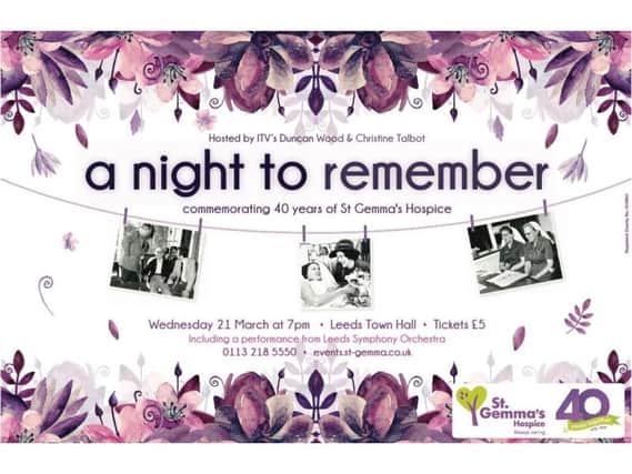 A Night To Remember St Gemma's Hospice 40th anniversary at Leeds Town Hall on Wednesday, March 21.