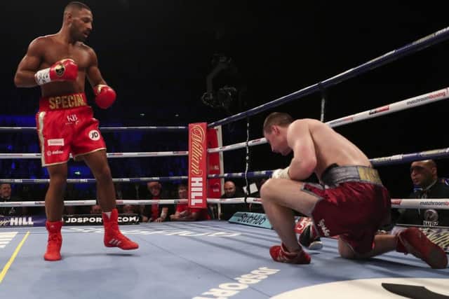 Got him: Kell Brook on the verge of victory.
