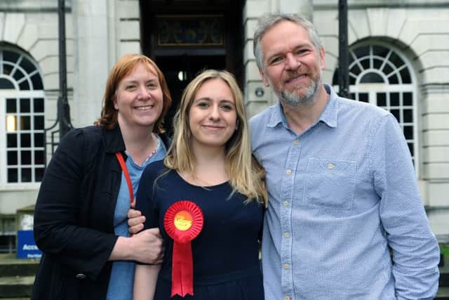 PROUD DAY: Alice Smart with her proud parents Kath and Ben on 
23rd May 2014,  when she was elected as one of the youngest Leeds councillors aged just 21.
Picture: Jonathan Gawthorpe JG100302/3.