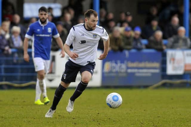 Guiseley midfielder, Will Hatfield. PIC: Steve Riding