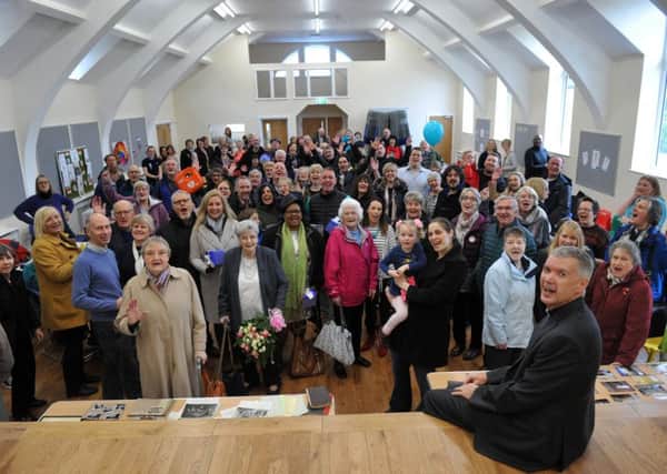 Rev Kingsley Dowling with  visitors at the opening  of the renovated Holy Trinity Church Hall at Meanwood.