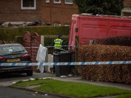 Police at the scene on Rosgill Drive, Seacroft,  on New Year's Day
