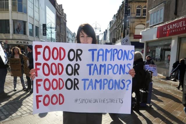 One of the placards displayed during the 'sleep-out' on Briggate, Leeds.