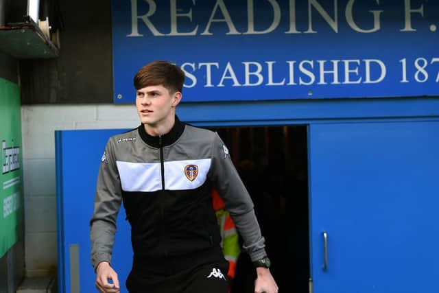 Young Leeds United left-back Tom Pearce, who has been named on the bench for the first time, arrives at Reading.