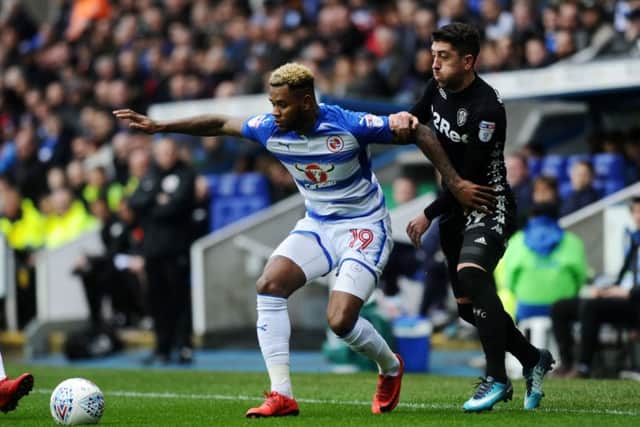 Pablo Hernandez takes on Reading's Leandro Bacuna.