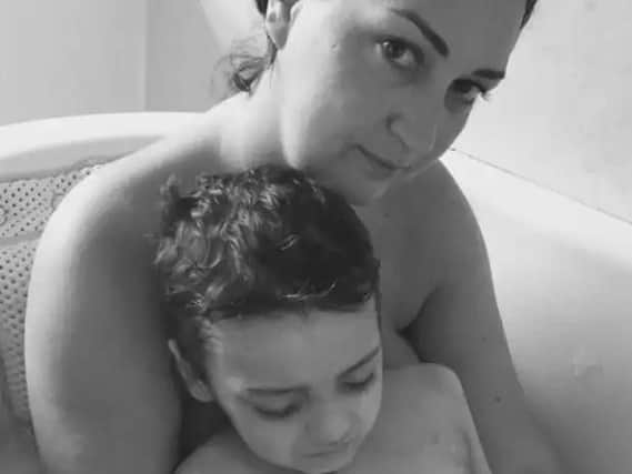 Bradley's loving mum Gemma has today posted a photograph of her and her son having their last bath together before he passed away.