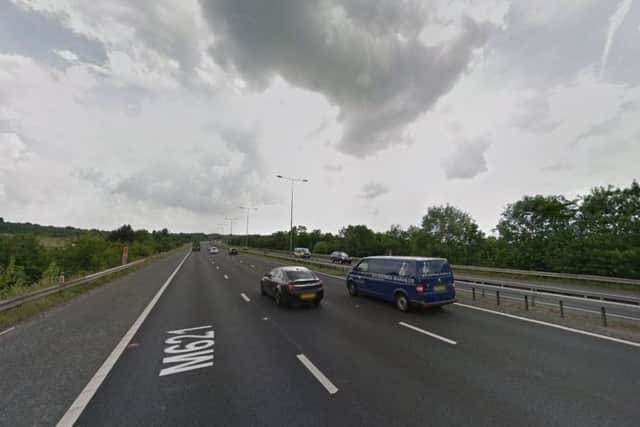 The driver of a Renault Megane Coupe was taken to hospital following the collision on the M621 (Google)