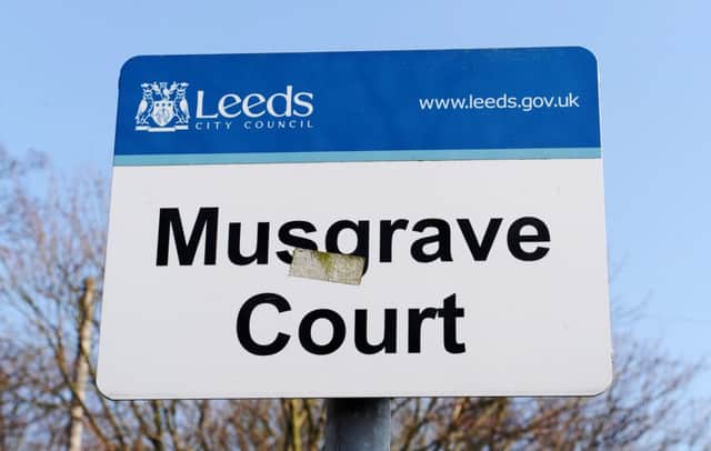 A sign for the original Musgrave Court Care Home, Crawshaw Road, Pudsey