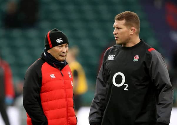 England coach Eddie Jones (left) and Dylan Hartley. Picture: Adam Davy/PA