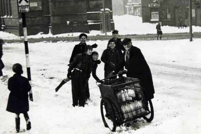 George Mitchell and his milk "float" near Balm Road, Hunslet.