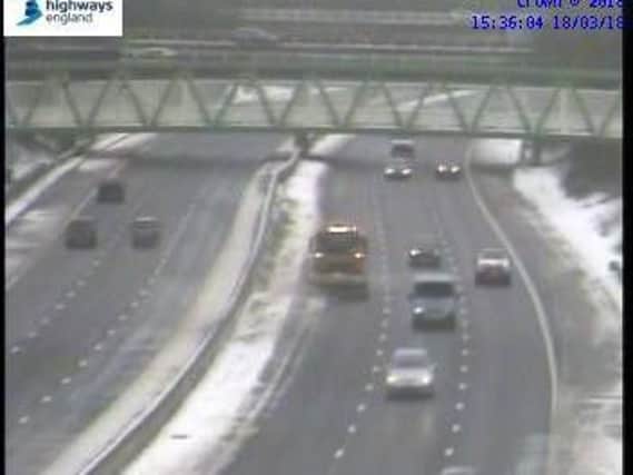 A snow plough on the M1 motorway. Picture: Highways England.