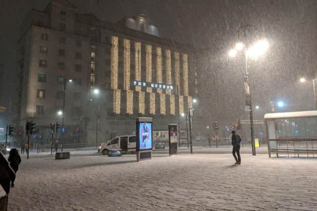 Snow in Leeds city centre