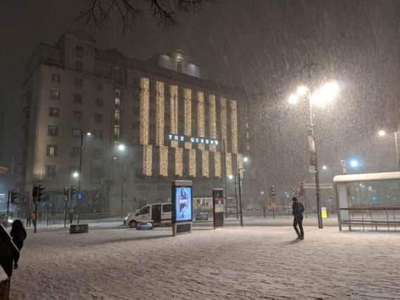 Snow in Leeds city centre