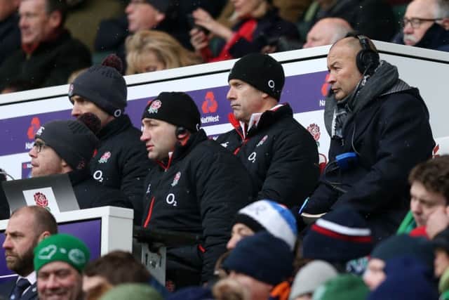 England head coach Eddie Jones, right, looks on during the loss to Ireland at Twickenham (Picture: Paul Harding/PA Wire).