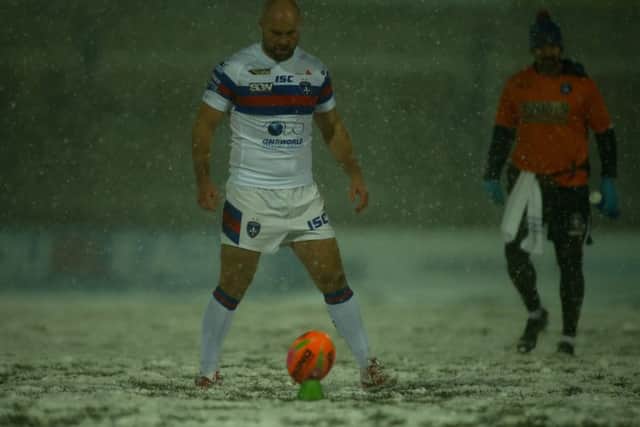 Wakefield Trinity's Liam Finn kicked his side ahead with a penalty before Saturday's game with Widnes was abandoned. PIC: Stephen Gaunt/Touchlinepics.com