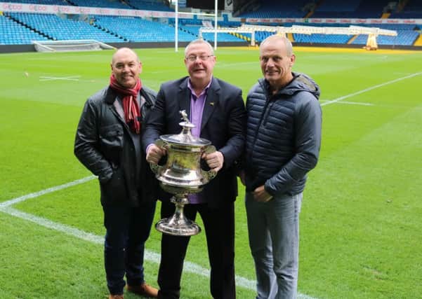 Former Leeds players Colin Maskill and Garry Schofield with Castleford legend John Joyner back at Elland Road ahead of Fridays clash between their former clubs.