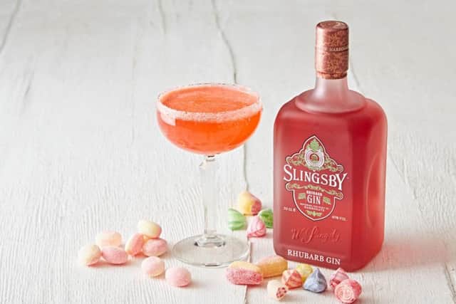 Indulge your sweet tooth with a rhubarb tipple garnished with a sherbert rim