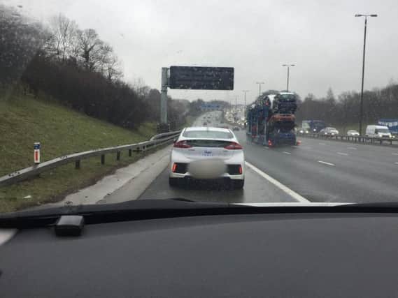 The white Hyundai police stopped on the M1. Photo: West Yorkshire Police Roads Policing Unit