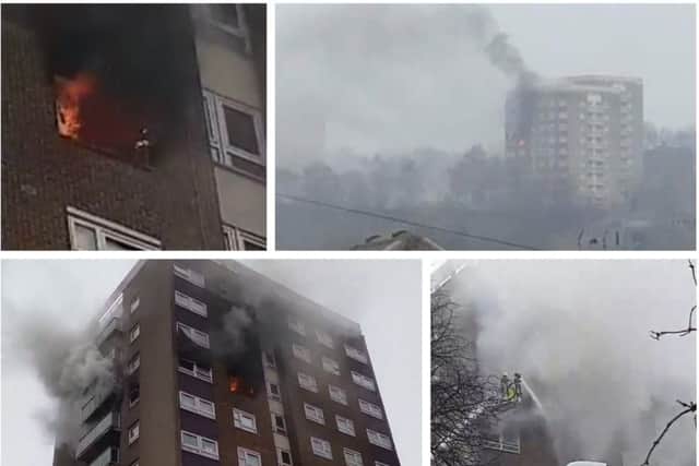 Dramatic images of the fire in Bramley this morning.