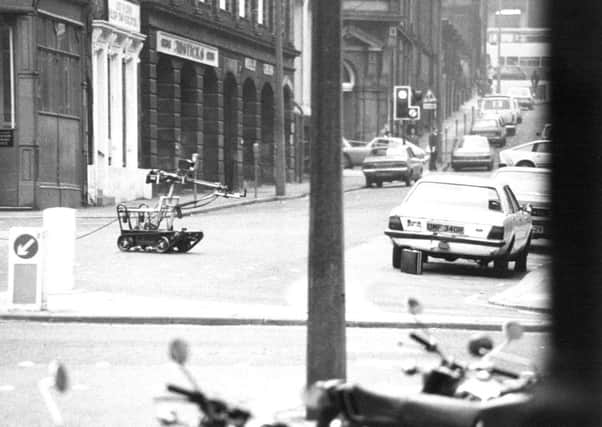 Leeds, 30th March 1981

Bomb disposal robot in Leeds.