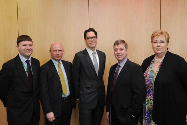 29 March 2018.... One Year to Brexit conference held at AMRC in Sheffield.Greg Wright with speakers (from left) Tom Goodwin, Dean Turner,Philip Webb and Jill Thomas. Picture Scott Merrylees