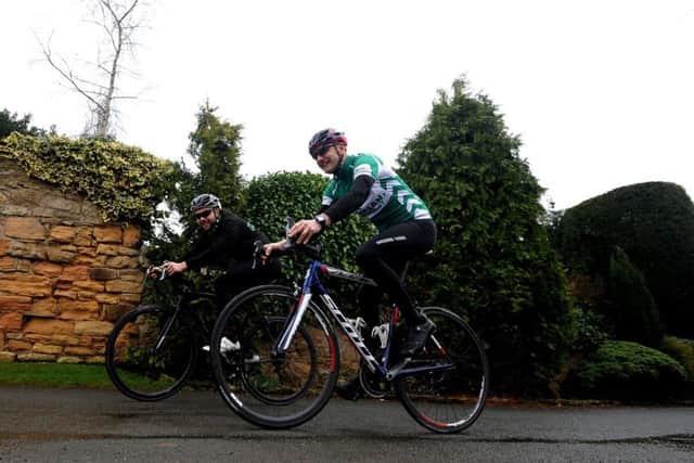 Chris and Daniel Strutt who are cycling to Paris,running a marathon and then cycling back to Ponefract to raise funds for MacMillan Cancer Support . Picturs: Scott Merrylees
